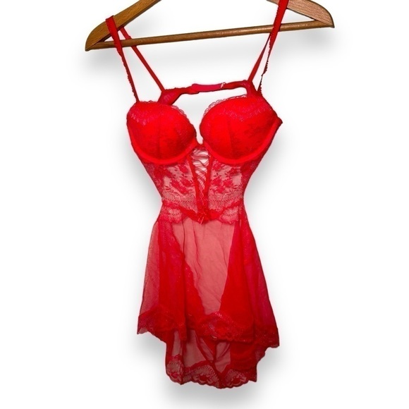 Victoria secret gorgeous glitter lingerie w bows and lace up ribbon detail S - Picture 2 of 7